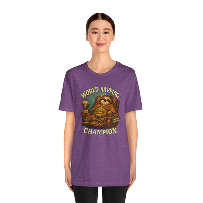 World Napping Champion T-Shirt – Funny Sloth Nap Tee