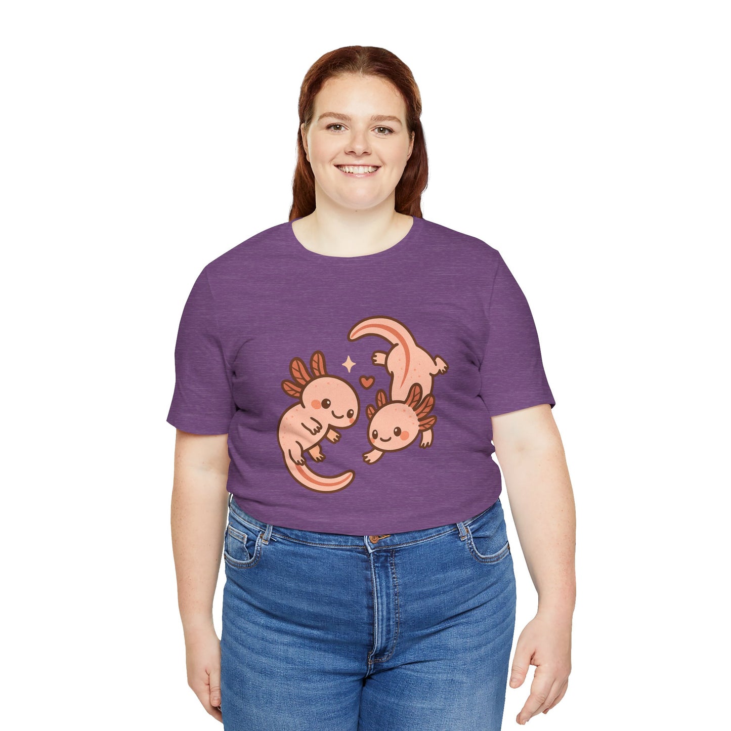 Kawaii Axolotl T-Shirt – Cute Tee with Smiling Axolotls - WhimSpin - https://whimspin.com