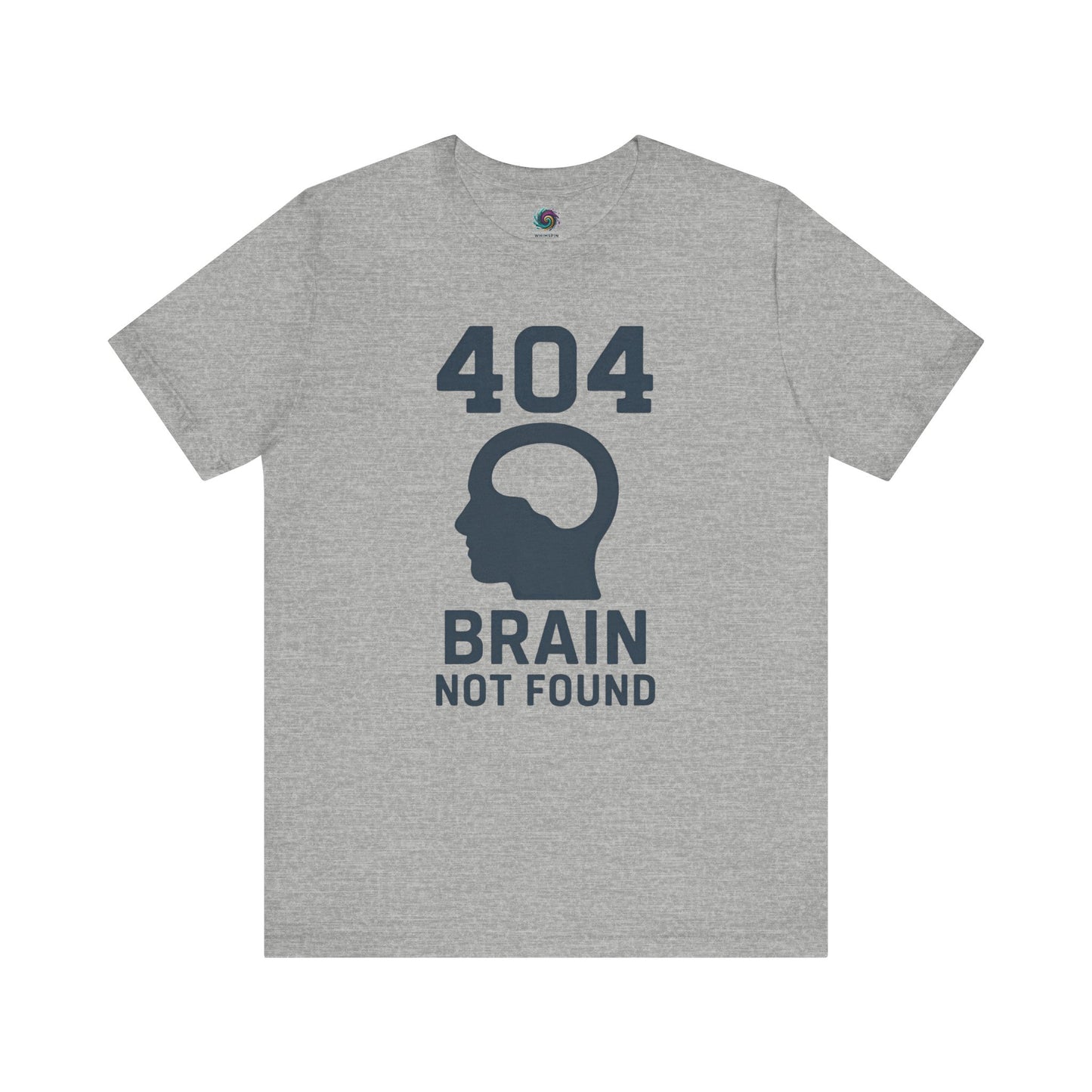 404 Brain Not Found T-Shirt – Funny 404 shirt in grey with a clever error code design for developers and tech-savvy fans of brain fart humor.