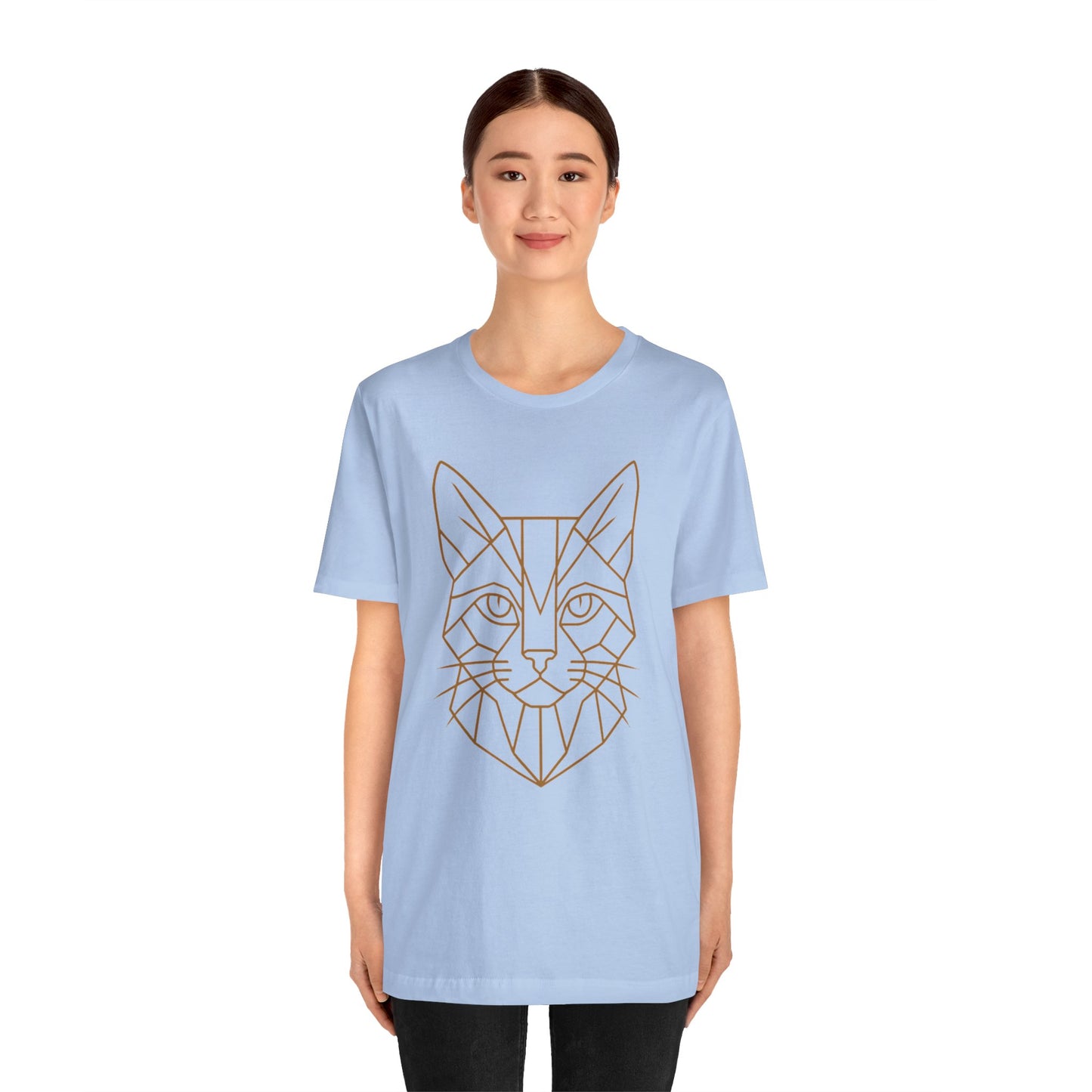 Geometric Cat T-Shirt – Minimalist Line Art Tee