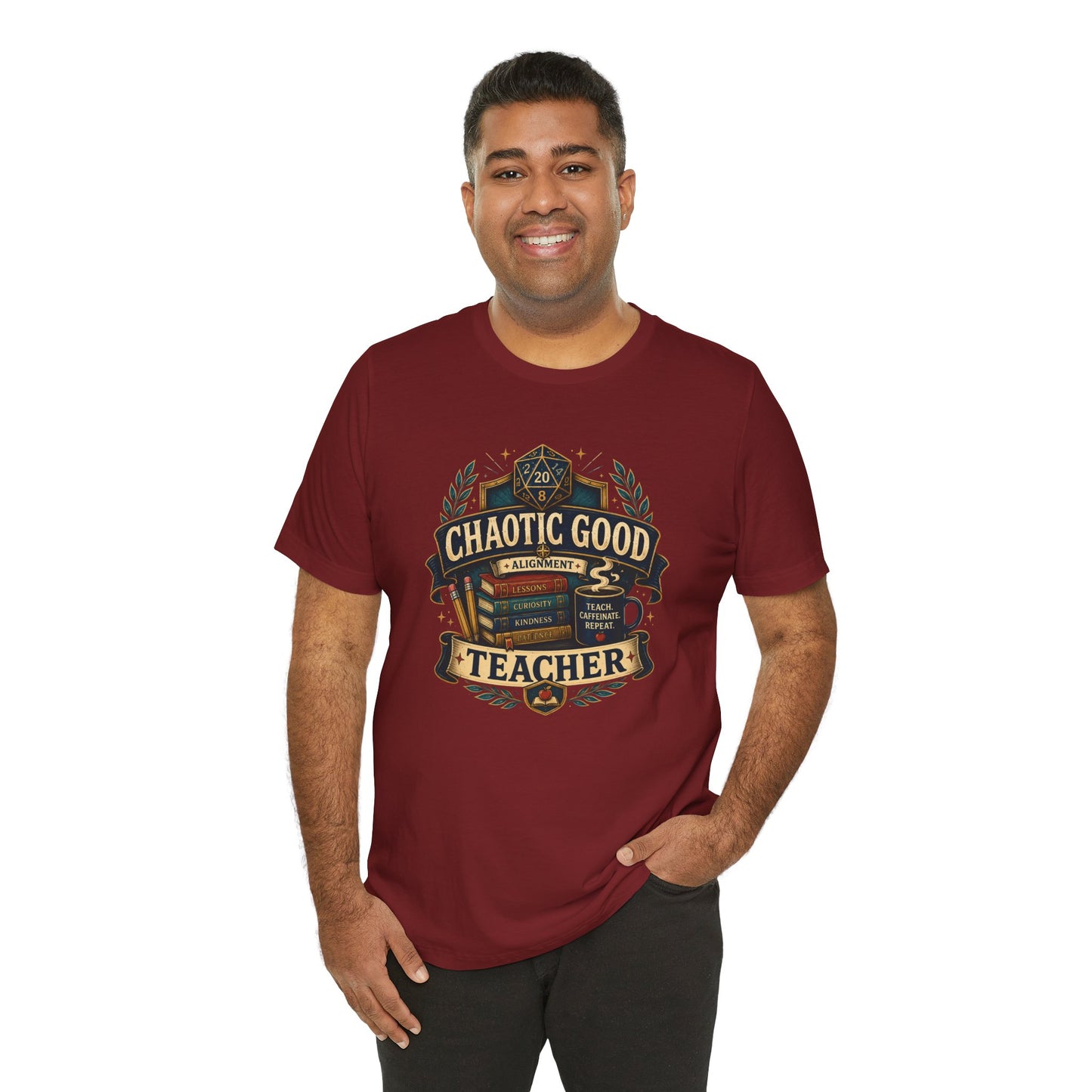 Chaotic Good Teacher T-Shirt – RPG Teacher Graphic Tee