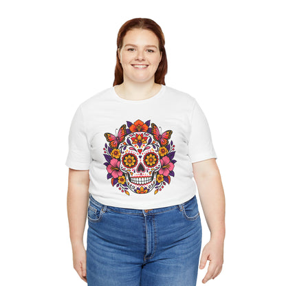 Floral Sugar Skull T-Shirt – Colorful Día de los Muertos Inspired Tee