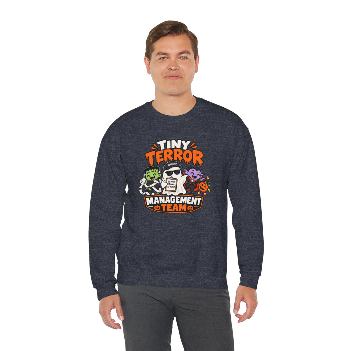 Tiny Terror Management Team Sweatshirt – Funny Halloween Parent Crewneck
