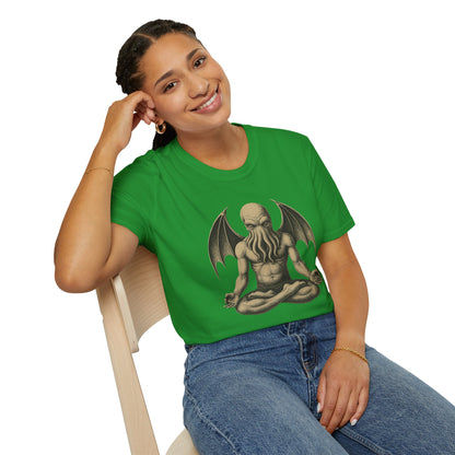 Meditating Cthulhu T-Shirt – Unisex Mythos Tee for Sci-Fi & Festival Fans - WhimSpin - https://whimspin.com