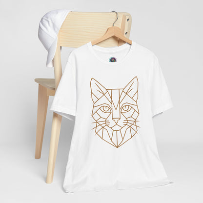 Geometric Cat T-Shirt – Minimalist Line Art Tee