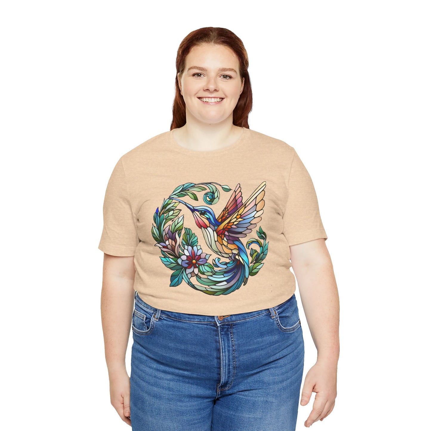 Stained Glass Hummingbird Tee – Vibrant Nature Shirt