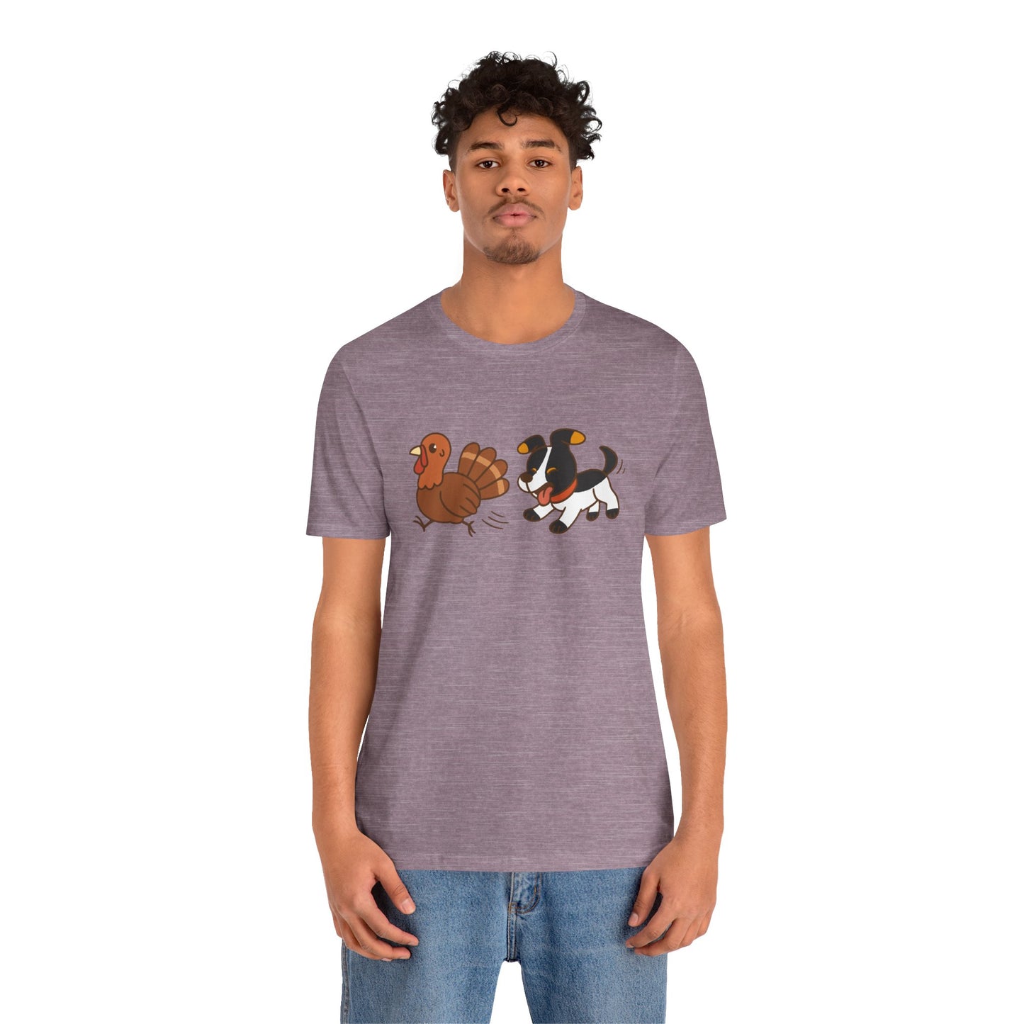 Dog Chasing Turkey T-Shirt – Funny Thanksgiving Dog Tee