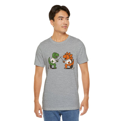 Dinosaur Fencing T-Shirt – T-Rex vs Stegosaurus Tee
