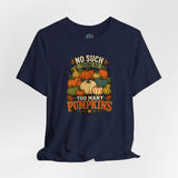 Navy crewneck T-shirt with centered pumpkin graphic print