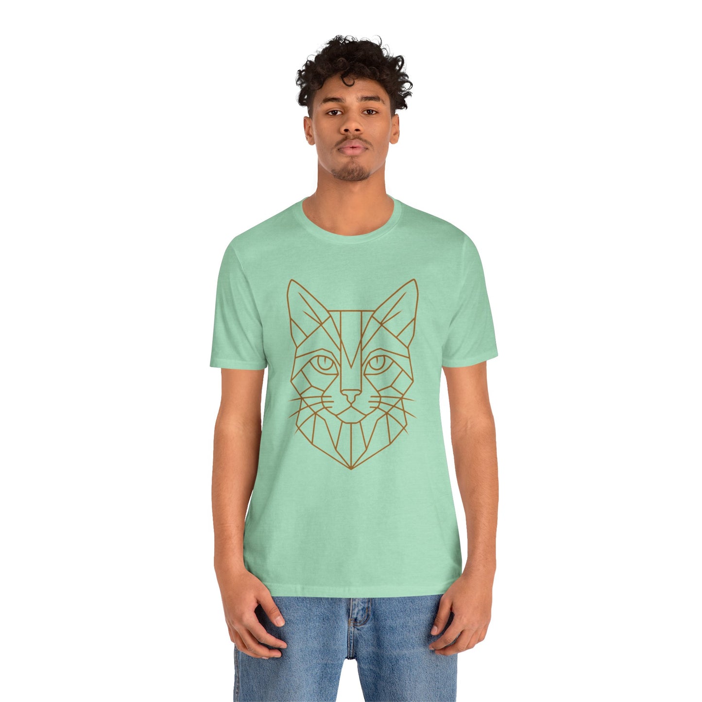 Geometric Cat T-Shirt – Minimalist Line Art Tee