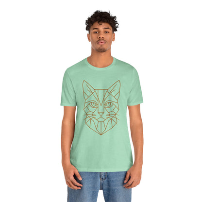 Geometric Cat T-Shirt – Minimalist Line Art Tee