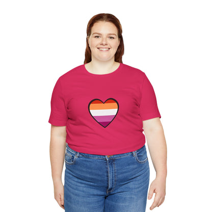 Lesbian Flag Heart T-Shirt – Bold LGBTQ+ Graphic Tee