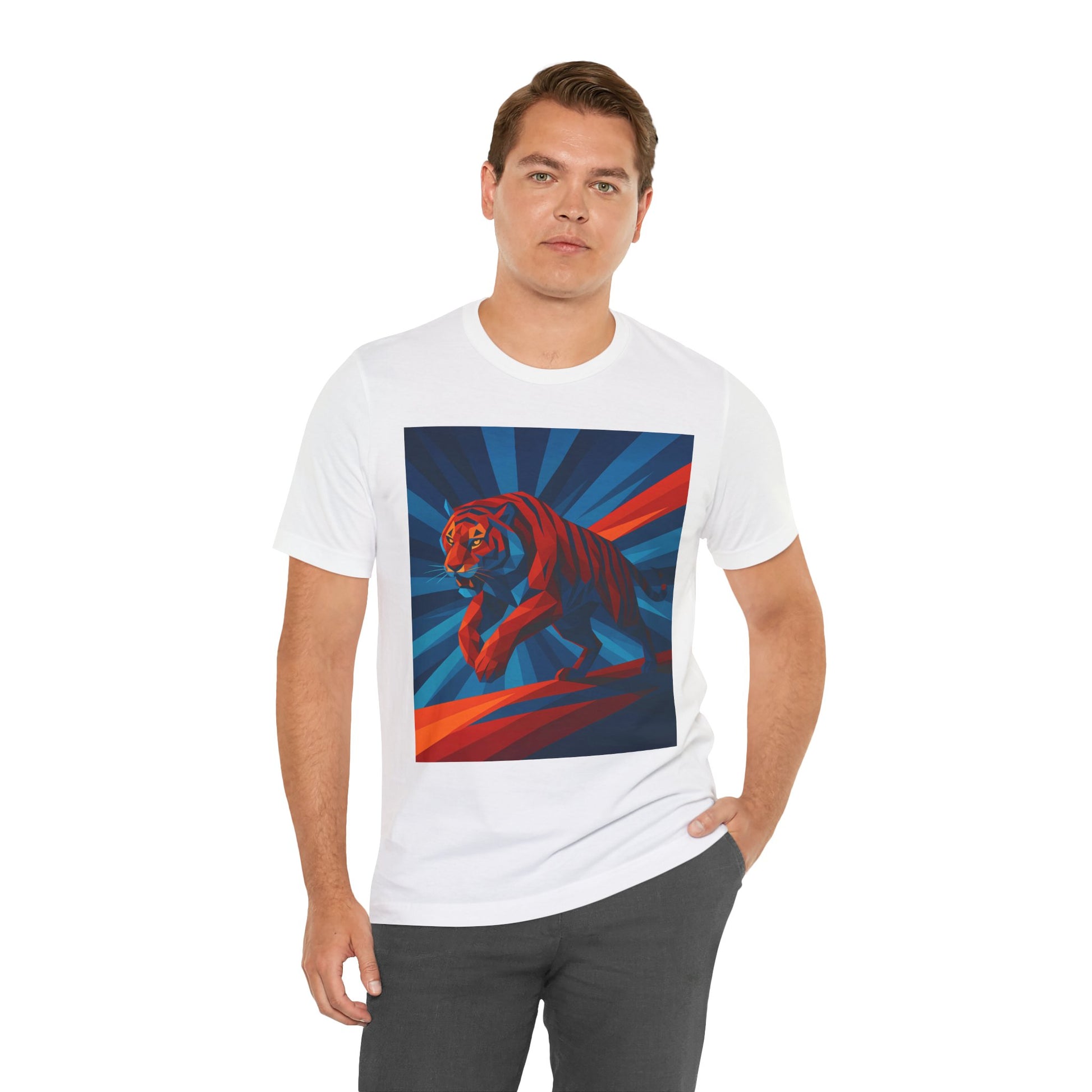 Geometric Tiger T-Shirt – Bold Jungle Animal Tee in Abstract Style - WhimSpin - https://whimspin.com