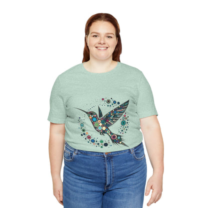 Hummingbird Dot Art T-Shirt – Colorful Nature-Inspired Graphic Tee