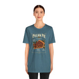 Teal T-shirt with pecan pie anatomy graphic centered on chest