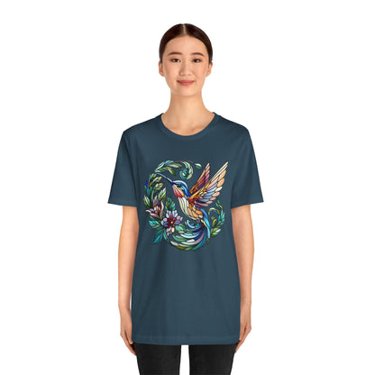 Stained Glass Hummingbird Tee – Vibrant Nature Shirt