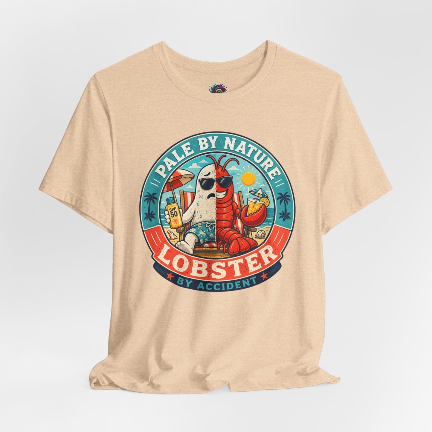 Pale by Nature Lobster by Accident T-Shirt – Funny Sunburn Summer Graphic Tee