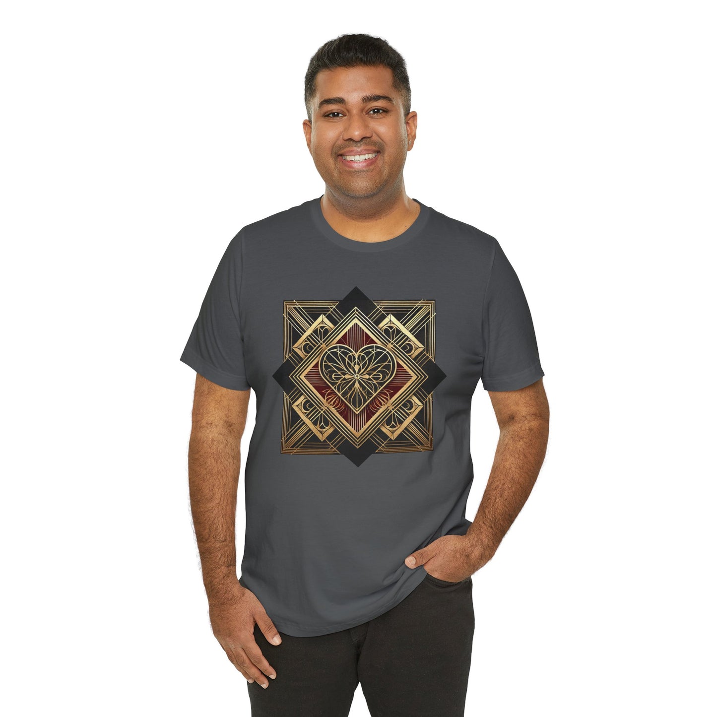 Art Deco Heart T-Shirt – Romantic Valentine's Day Graphic Tee