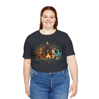Cryptid Campfire T-Shirt – Bigfoot, Mothman & Nessie Tee