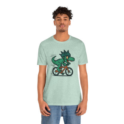 Velociraptor on a Bike T-Shirt – Funny Dino Velo Tee