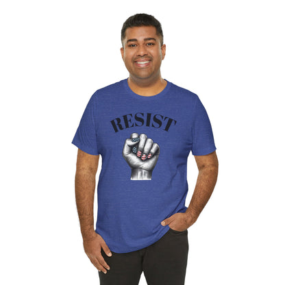 Resist Feminist Power Fist Tee – USA Flag Nails Protest Shirt
