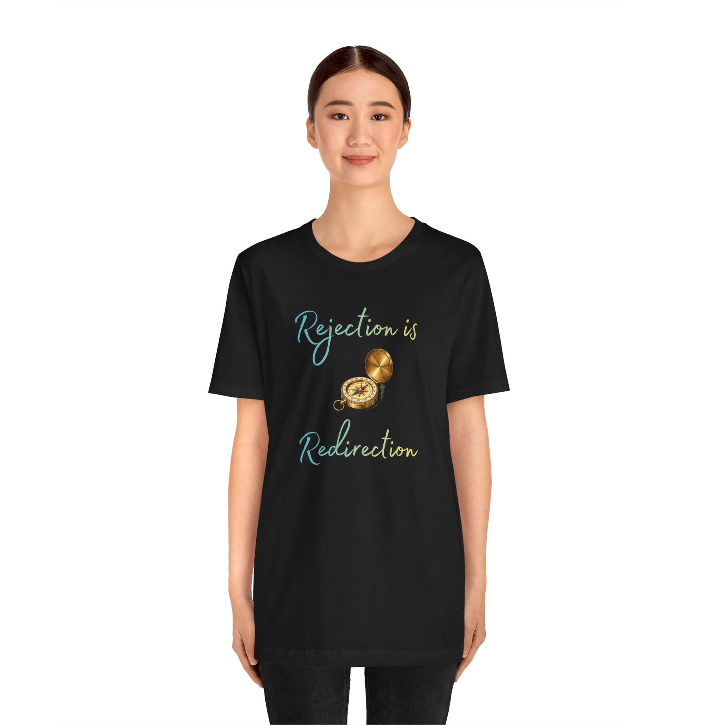 Rejection Is Redirection T-Shirt – Motivational Compass Quote Tee