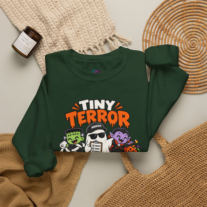 Tiny Terror Management Team Sweatshirt – Funny Halloween Parent Crewneck