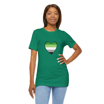 Aromantic Pride Heart T-Shirt – Minimalist Aro Flag LGBTQIA+ Tee