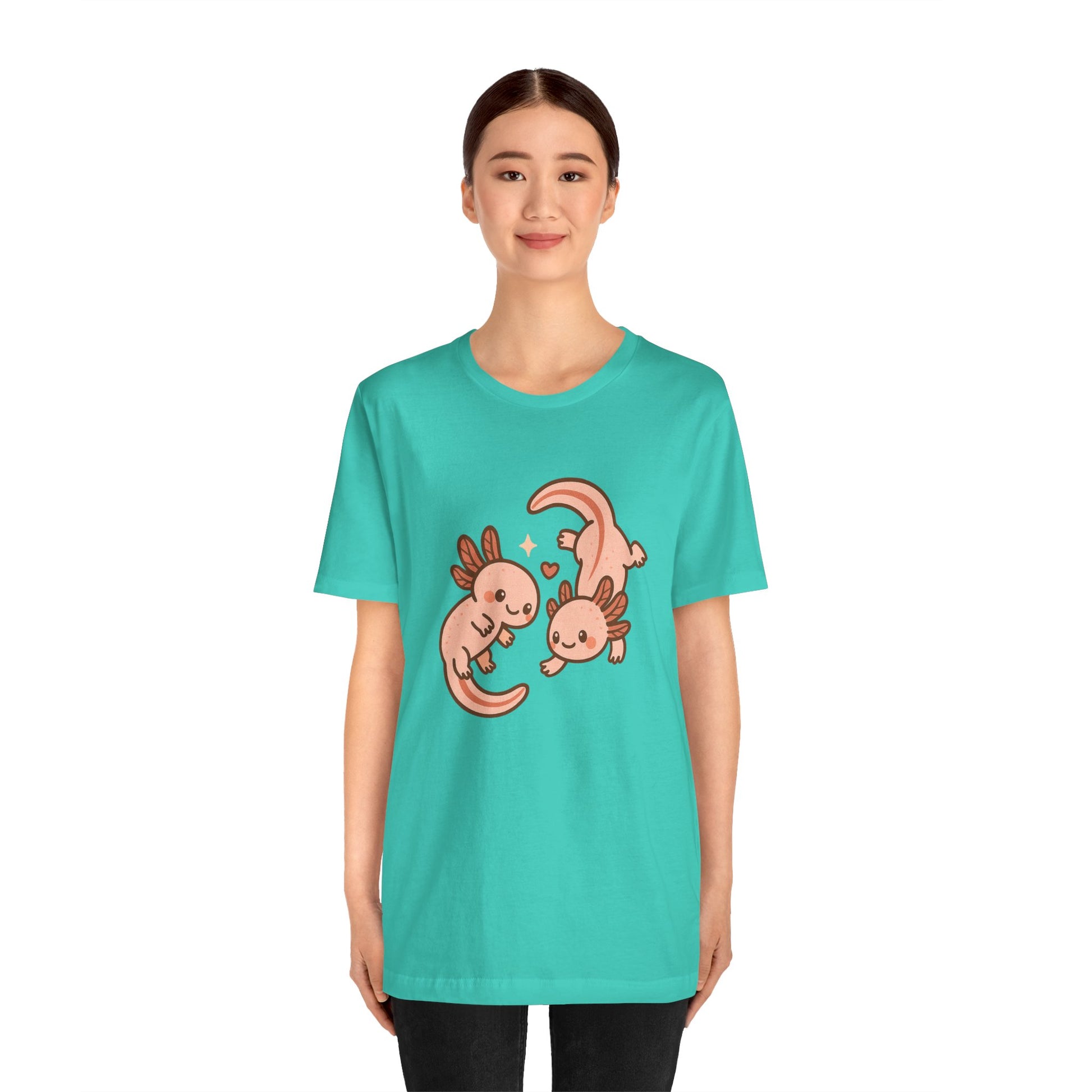Kawaii Axolotl T-Shirt – Cute Tee with Smiling Axolotls - WhimSpin - https://whimspin.com