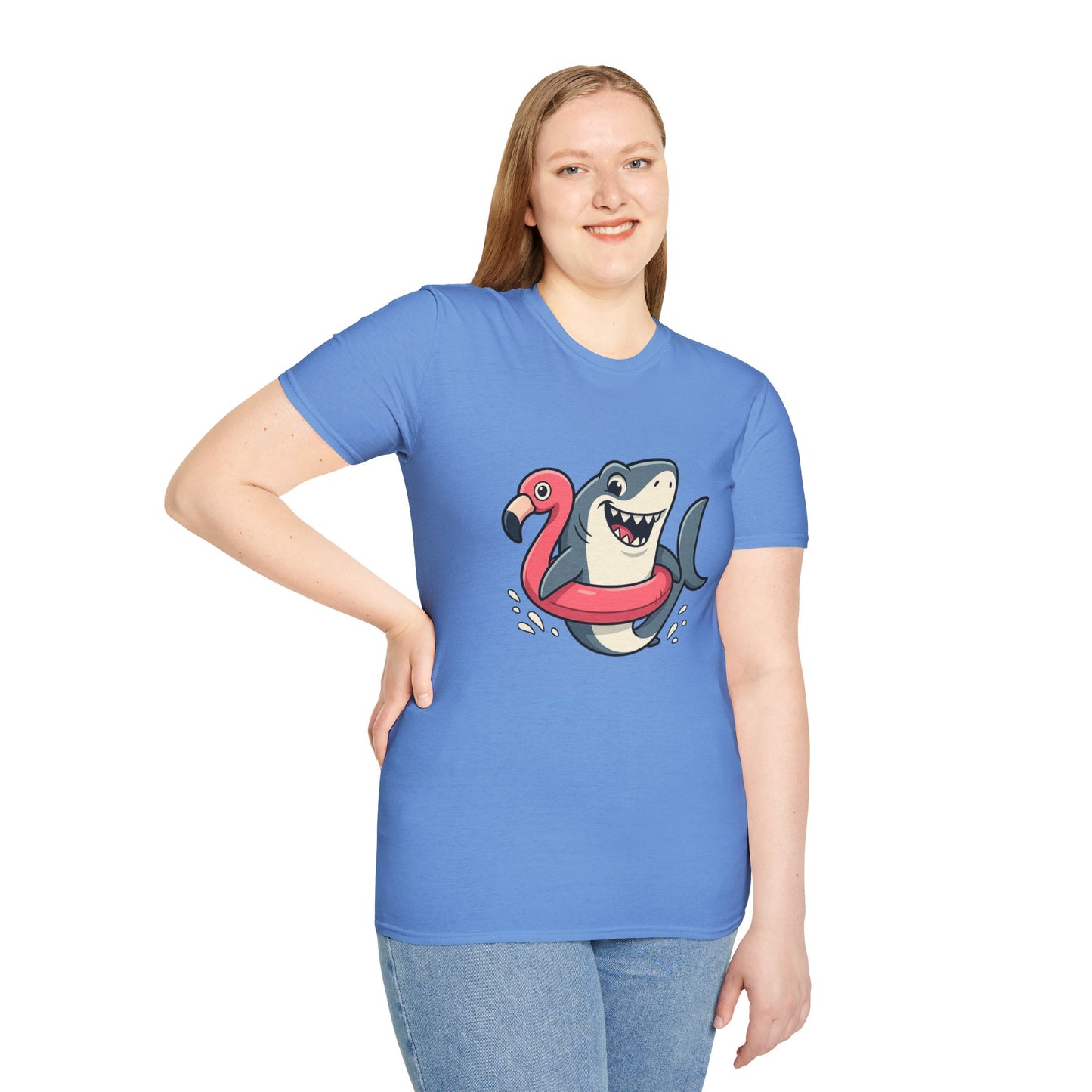 Shark & Flamingo Floatie T-Shirt – Funny Beach & Pool Day Tee