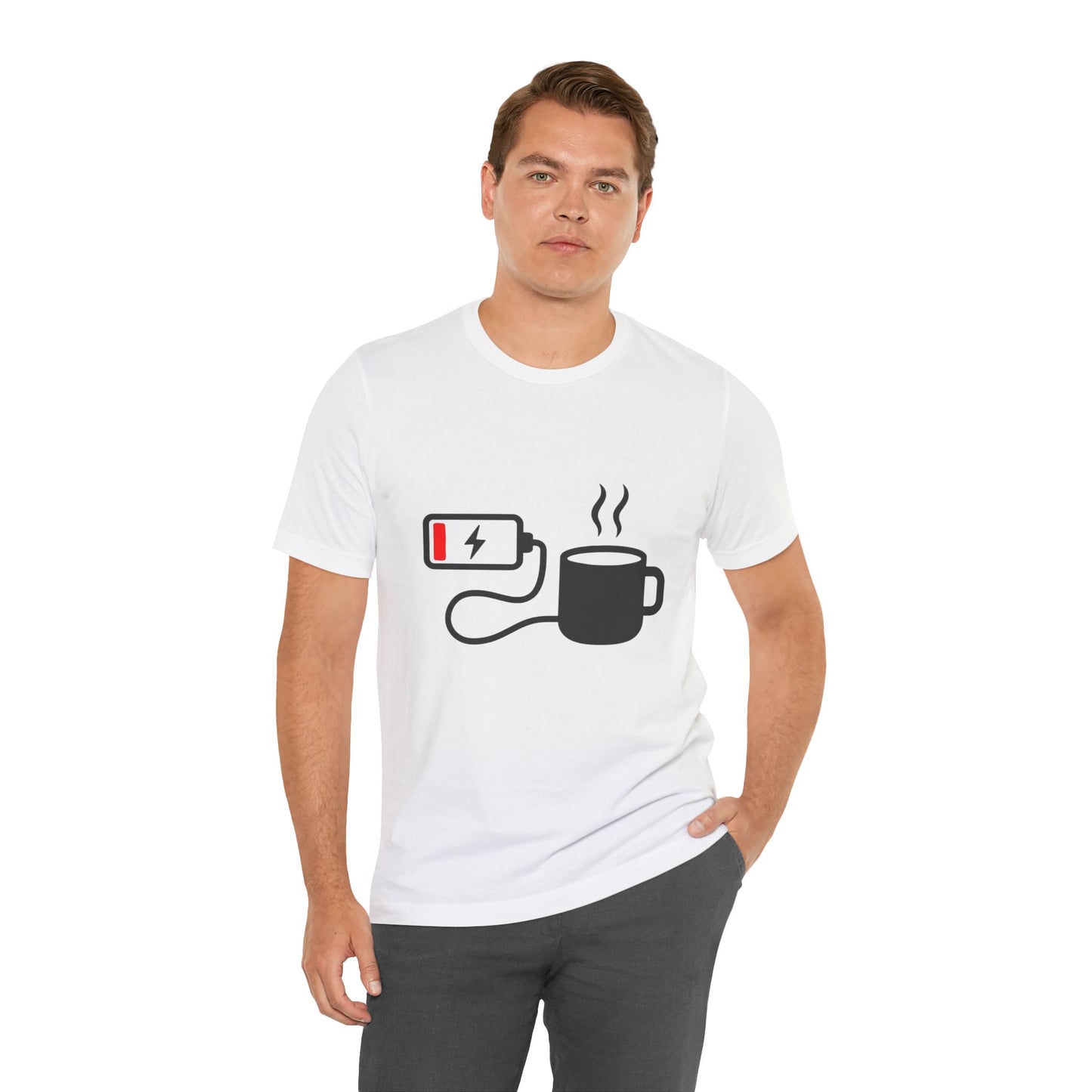 Low Battery Need Coffee Tee – Funny Caffeine Graphic T-Shirt