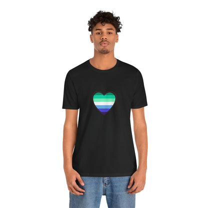 Gay Men’s Pride Flag Heart T-Shirt – LGBTQ+ Flag Design on Unisex Tee