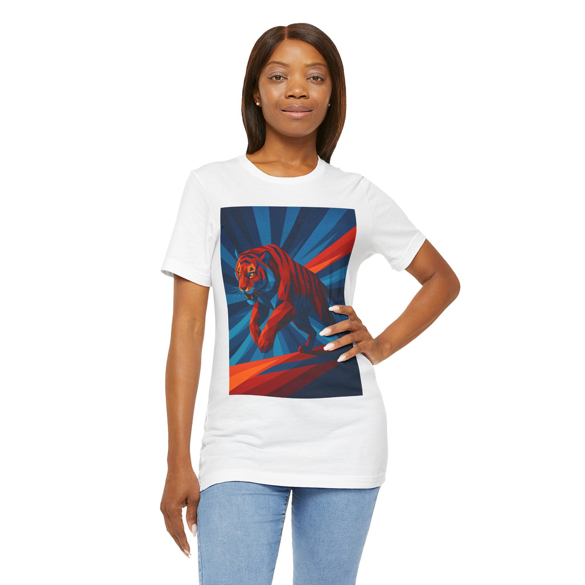 Geometric Tiger T-Shirt – Bold Jungle Animal Tee in Abstract Style - WhimSpin - https://whimspin.com