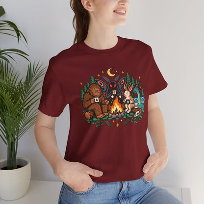 Cryptid Campfire T-Shirt – Bigfoot, Mothman & Nessie Tee