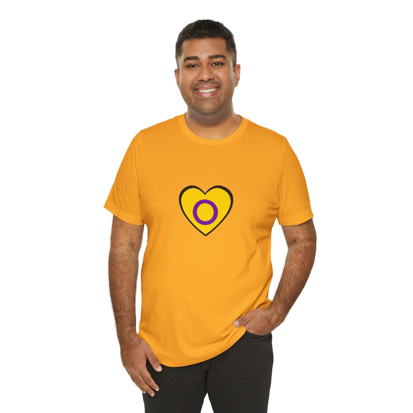 Intersex Pride Flag Heart T-Shirt – Minimalist LGBTQ+ Support Tee