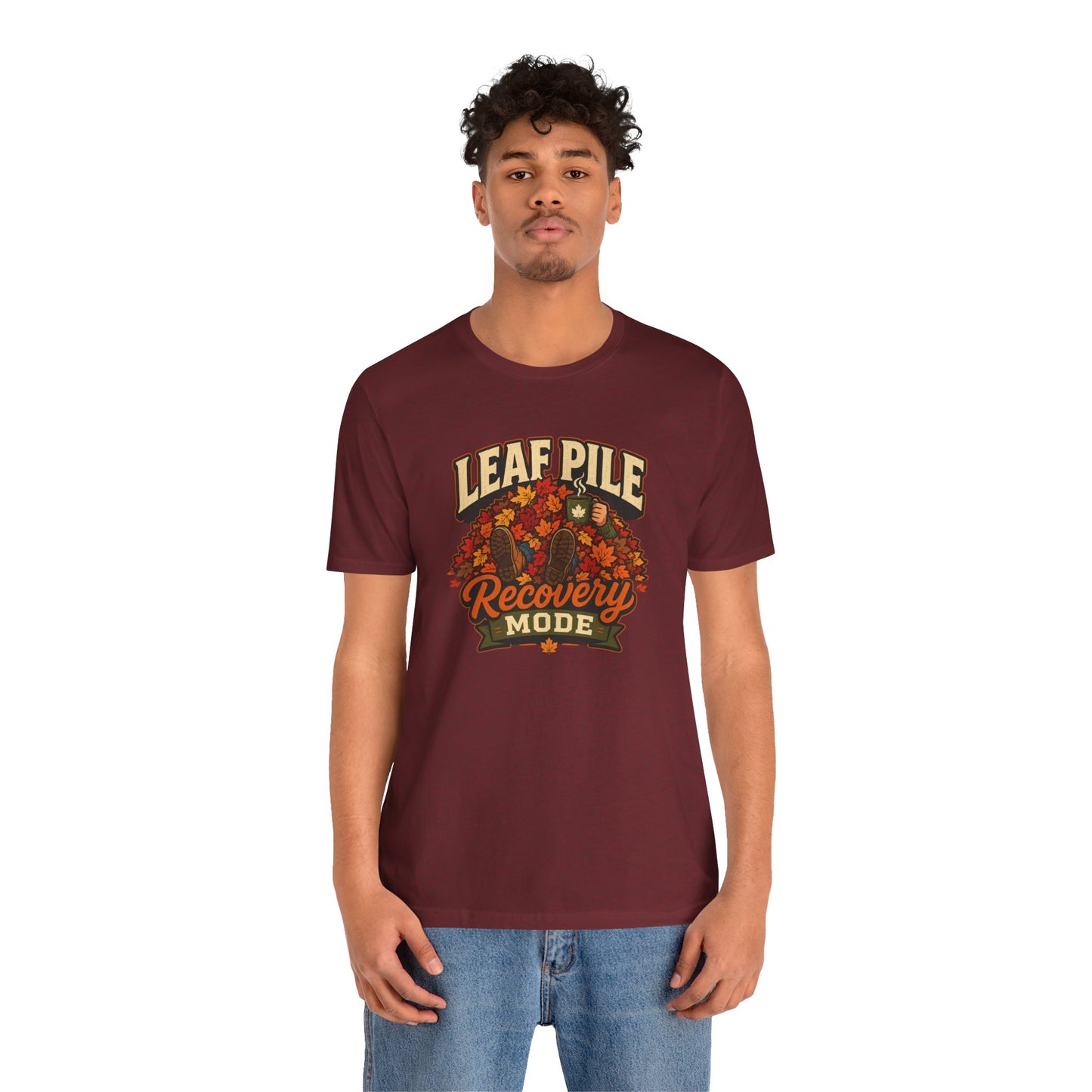 Leaf Pile Recovery Mode T-Shirt – Funny Fall Leaves Tee