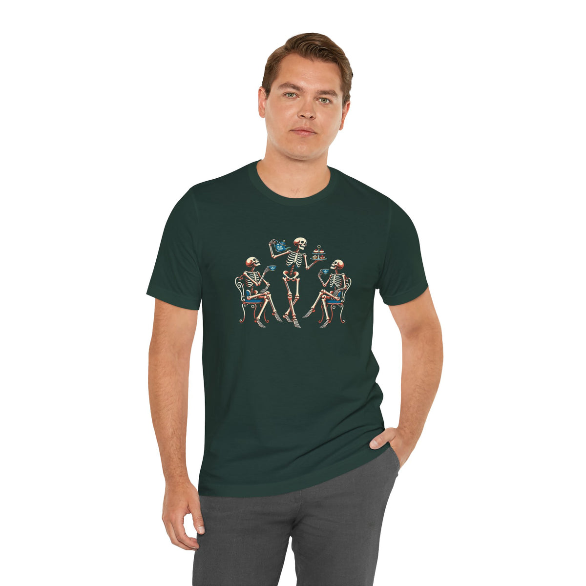 Skeleton Tea Party T-Shirt – Vintage Halloween Skeleton Tee