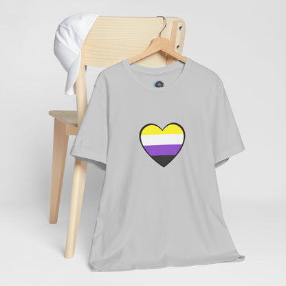 Nonbinary Pride Flag Heart T-Shirt – Unisex LGBTQ+ Graphic Tee