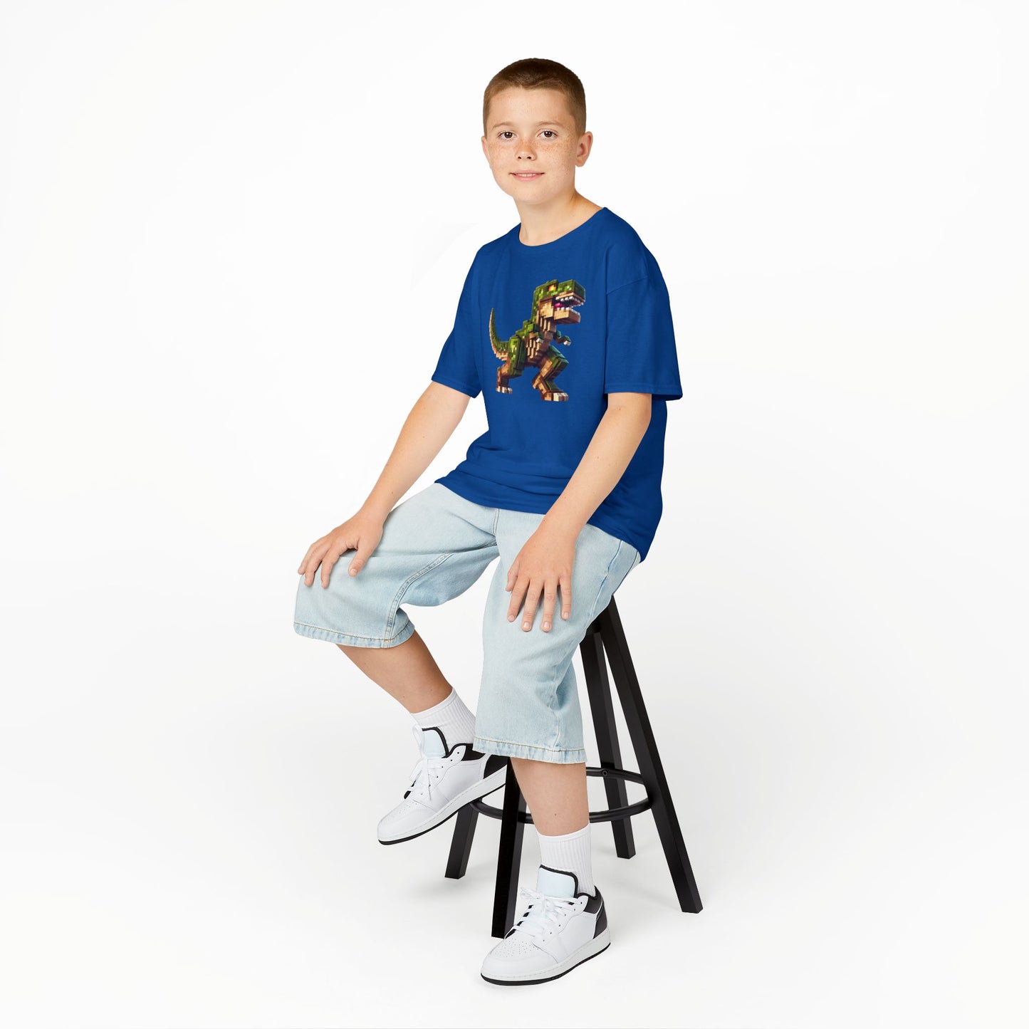 Pixel Dinosaur Kids T-Shirt – Retro Pixel T-Rex Gamer Tee