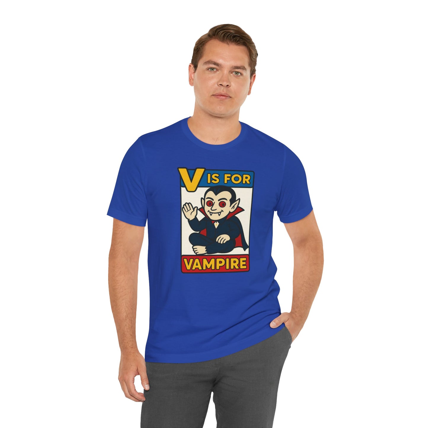 V is for Vampire T-Shirt – Funny Halloween Legend Alphabet Tee