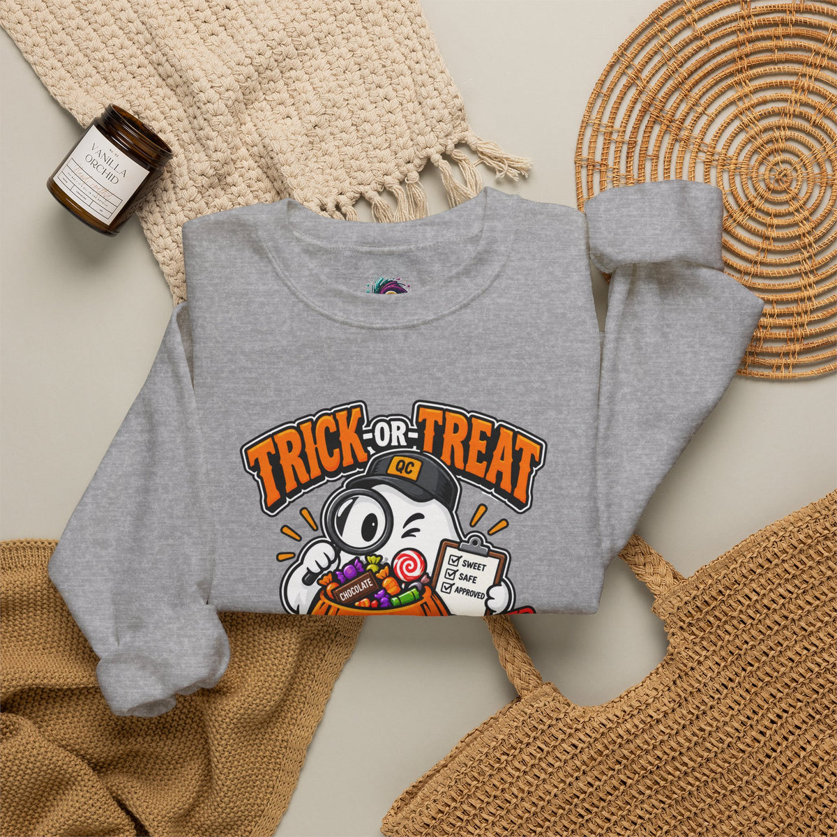 Trick-or-Treat Quality Control Sweatshirt – Funny Halloween Cozy Top