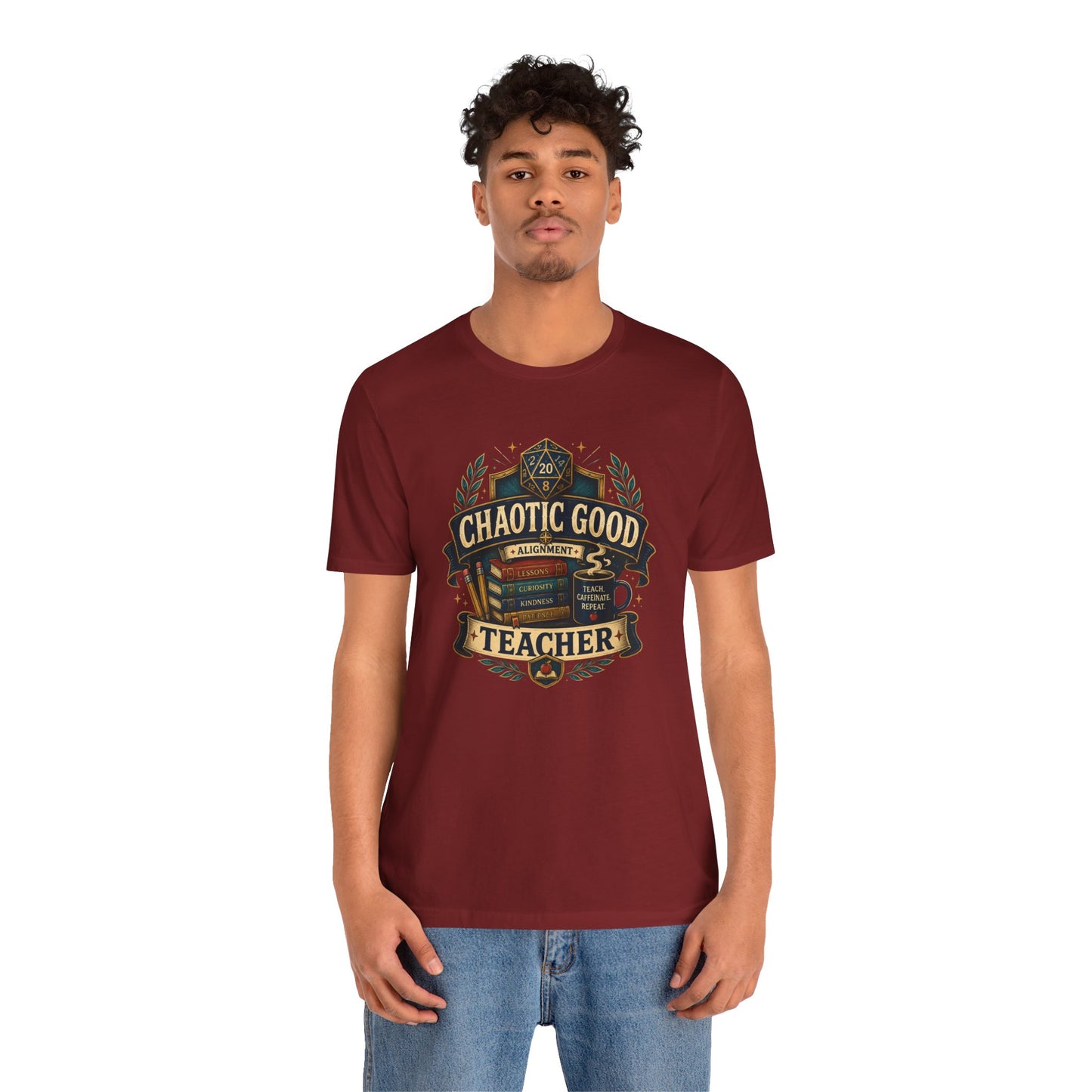 Chaotic Good Teacher T-Shirt – RPG Teacher Graphic Tee
