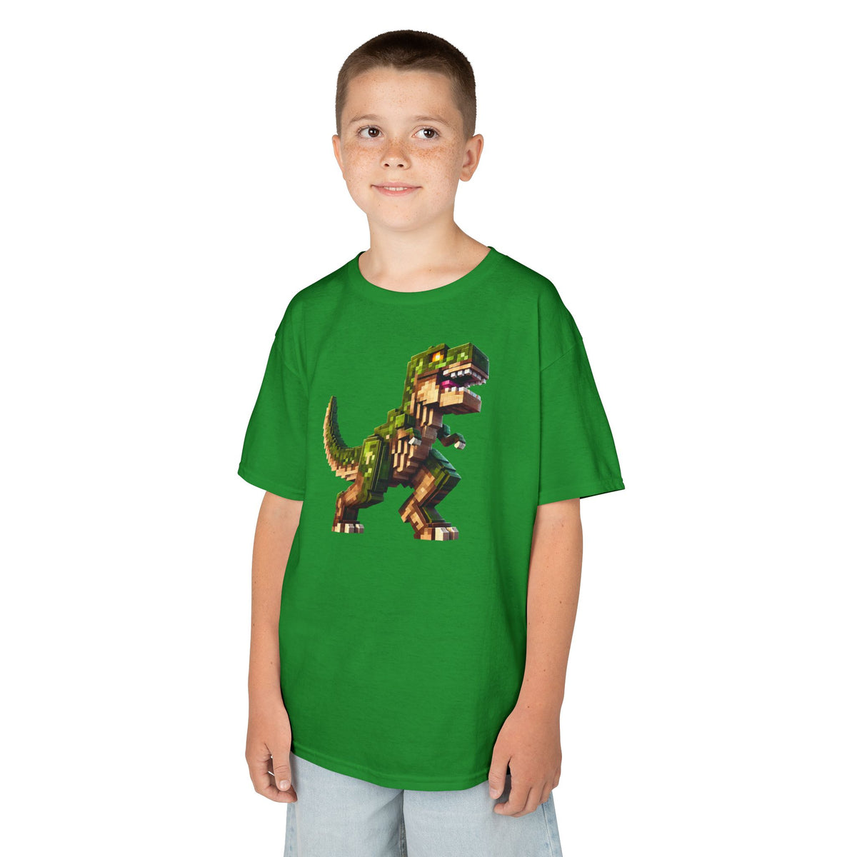 Pixel Dinosaur Kids T-Shirt – Retro Pixel T-Rex Gamer Tee