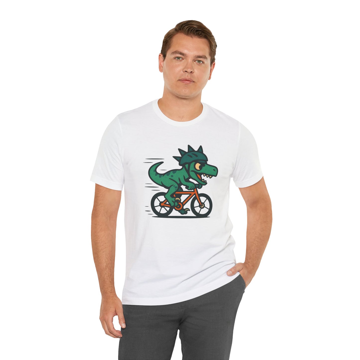 Velociraptor on a Bike T-Shirt – Funny Dino Velo Tee