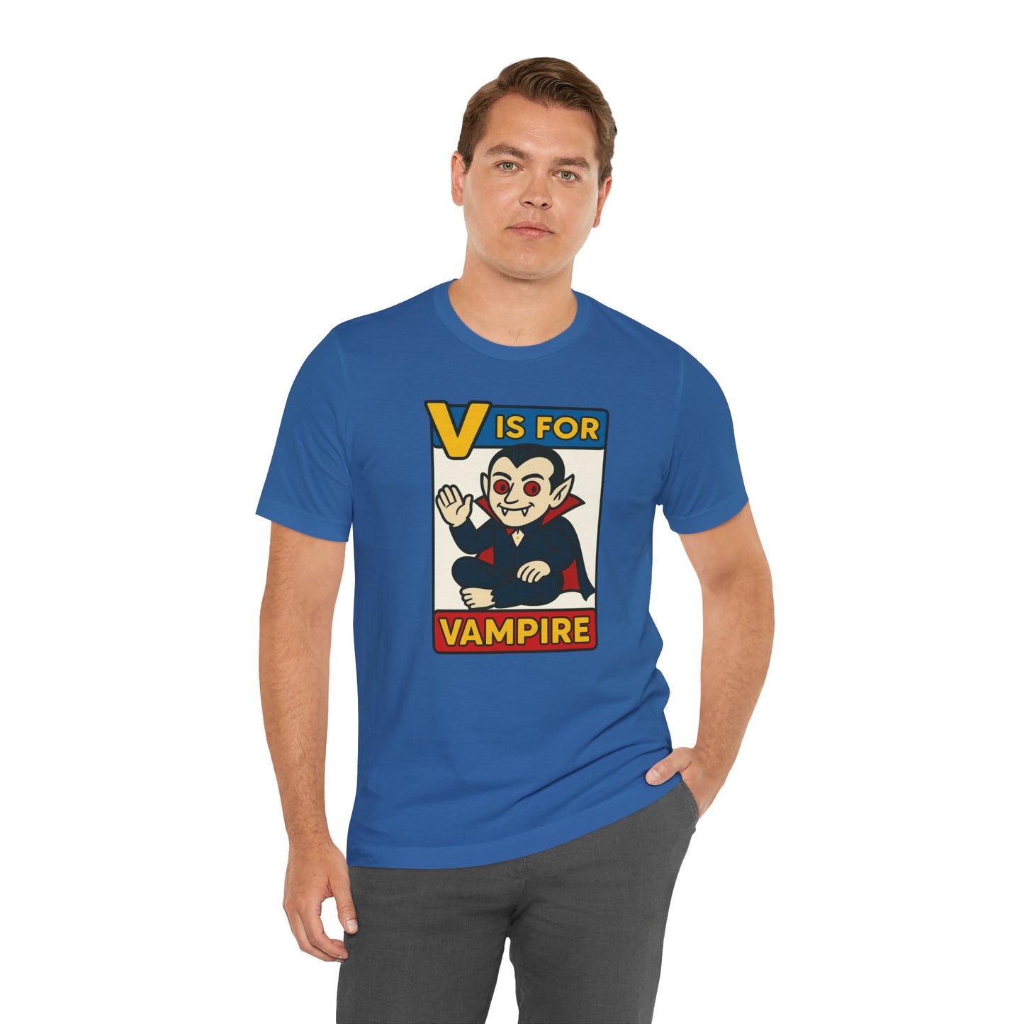 V is for Vampire T-Shirt – Funny Halloween Legend Alphabet Tee