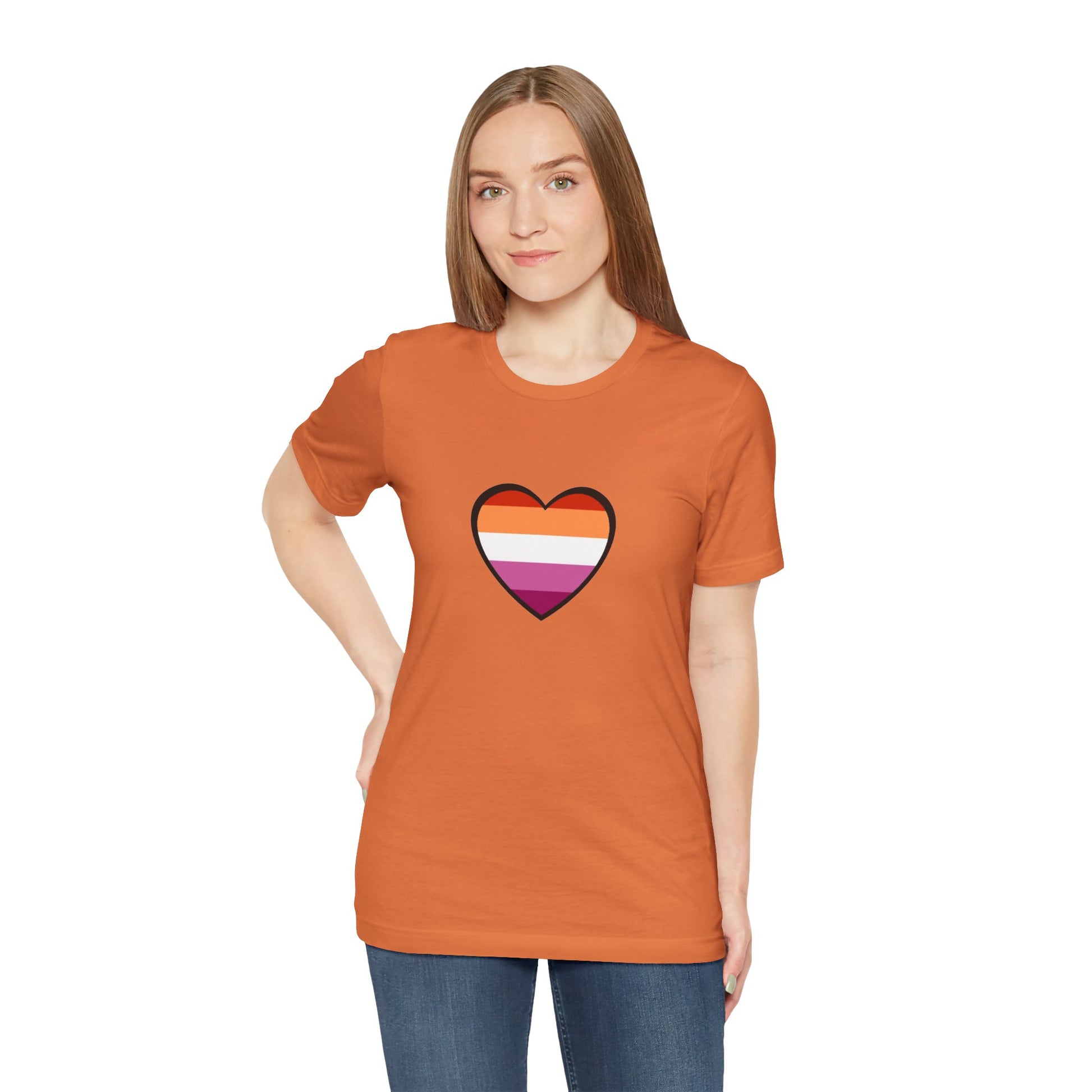 Lesbian Pride Flag Heart T-Shirt – Bold LGBTQ+ Graphic Tee - WhimSpin - https://whimspin.com