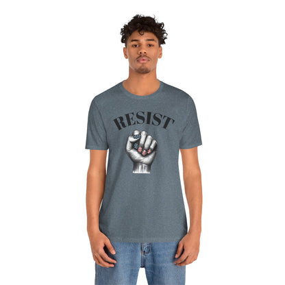 Resist Feminist Power Fist Tee – USA Flag Nails Protest Shirt