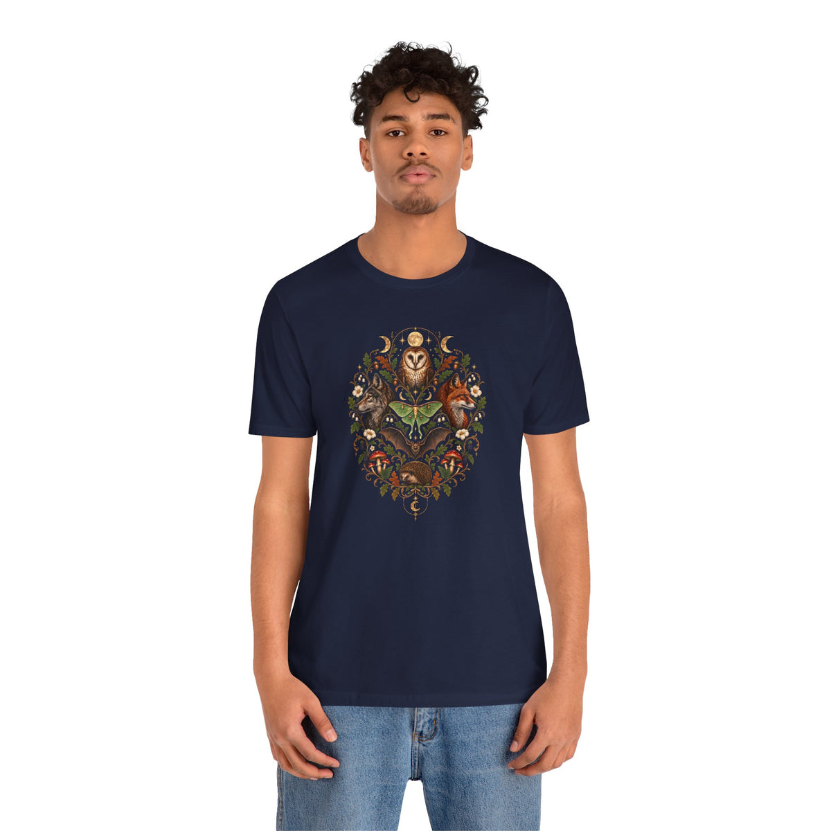 Nocturnal Woodland Animals T-Shirt – Moonlit Nature Tee