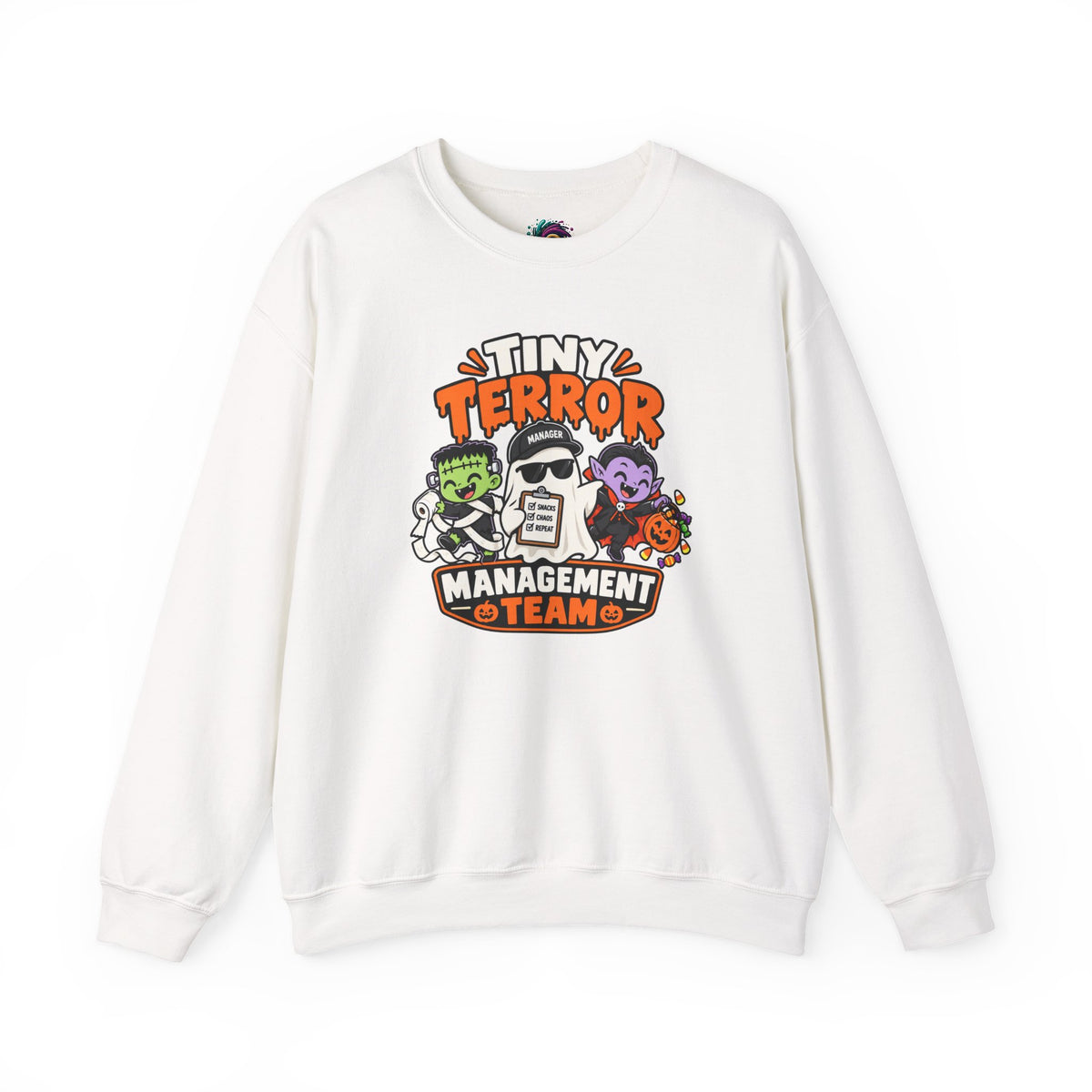 Tiny Terror Management Team Sweatshirt – Funny Halloween Parent Crewneck