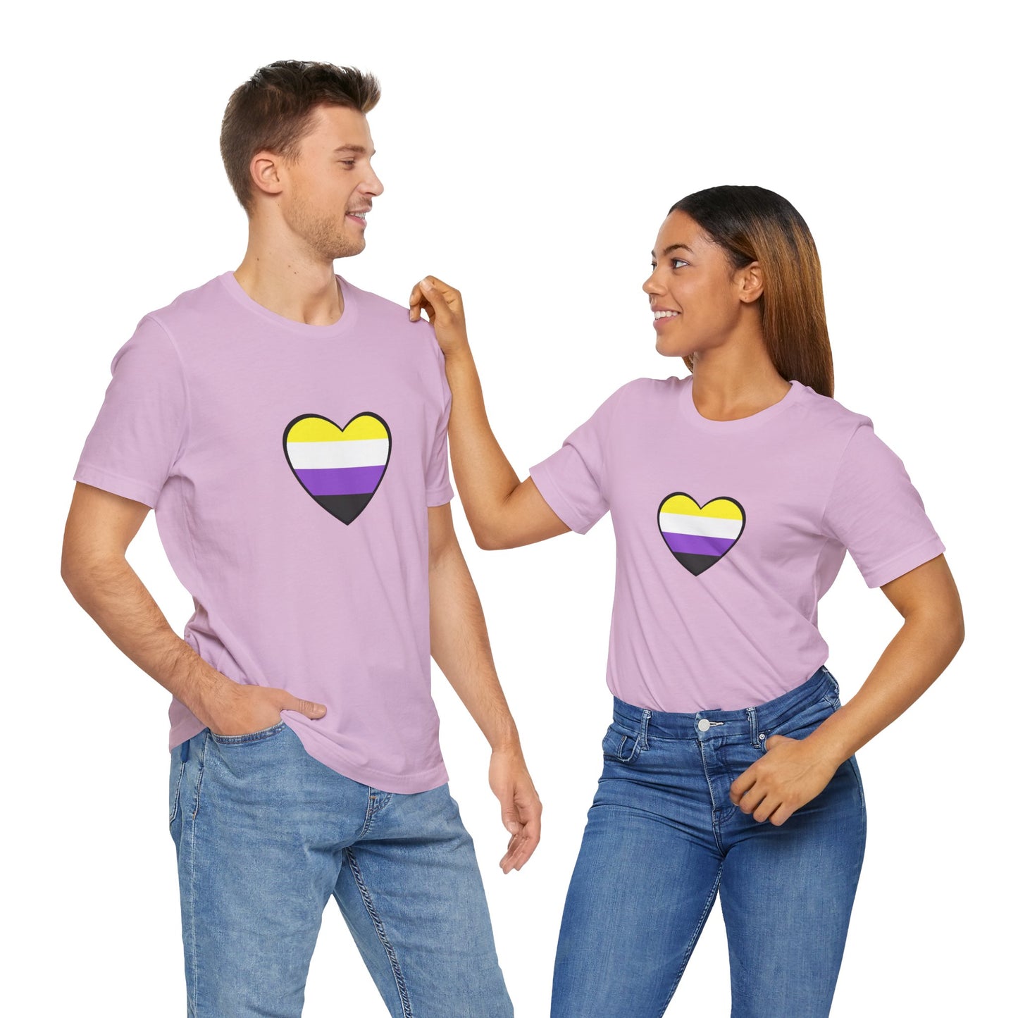 Nonbinary Pride Flag Heart T-Shirt – Unisex LGBTQ+ Graphic Tee
